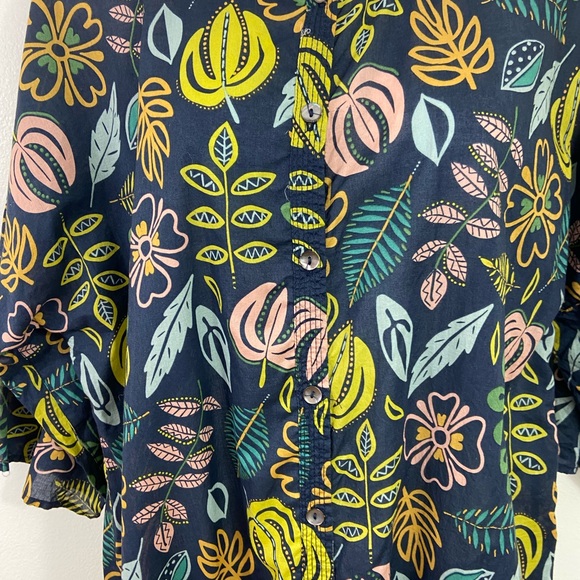 Gudrun Sjoden Women’s Shirt Dress Floral Organic Cotton Midi Medium Lagenlook - Picture 3 of 9